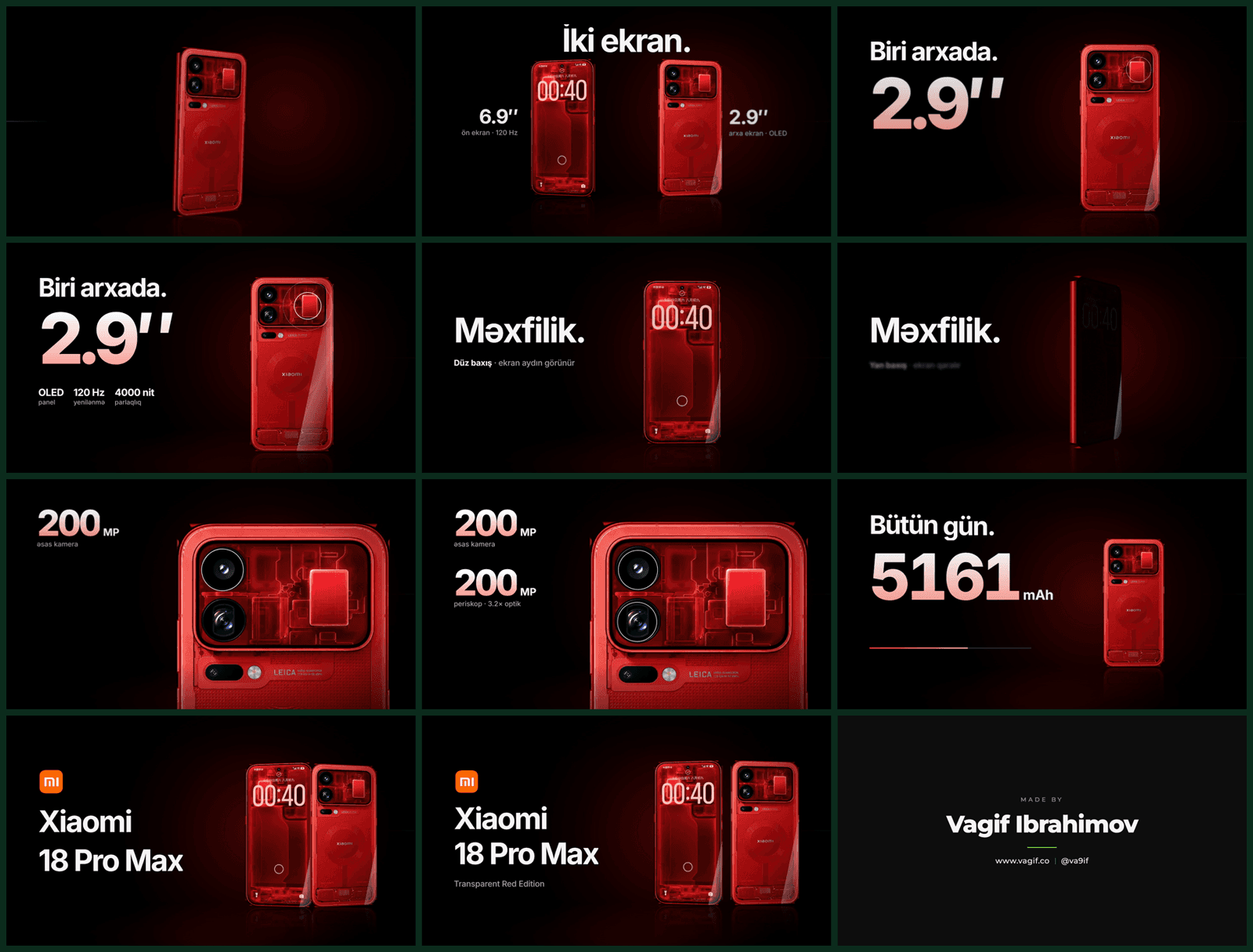 Xiaomi 18 Pro Max reklam videosundan seçilmiş 12 kadr