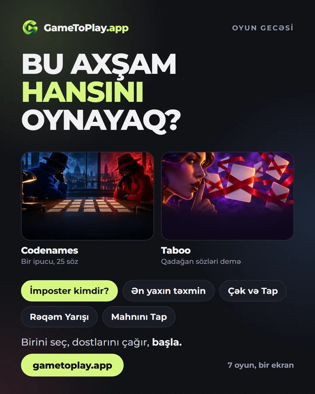 GameToPlay: Bu axşam hansını oynayaq?