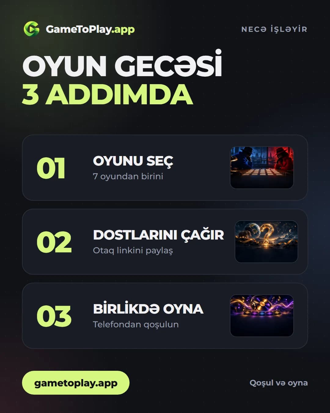 GameToPlay: Oyun gecəsi 3 addımda