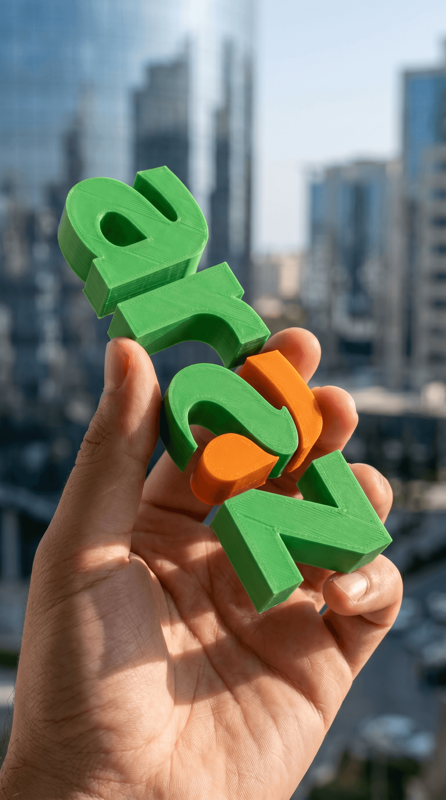 Araz Logo 3D-Printed Nüansı Portreti Promptu, tam ölçülü AI məhsul reklam vizualı